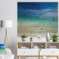 Turquoise Ocean Blue Sky Seascape Print on Pine Wood 40 in. Wide x 30 in. High L198206