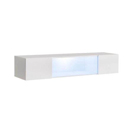 White Wall Mounted Floating Media Cabinet F447