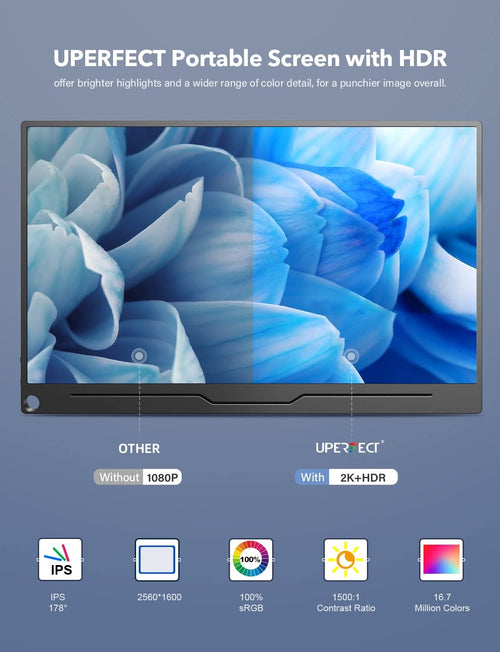 13.3'' Portable IPS Monitor 2560×1600 USB C HDMI R662