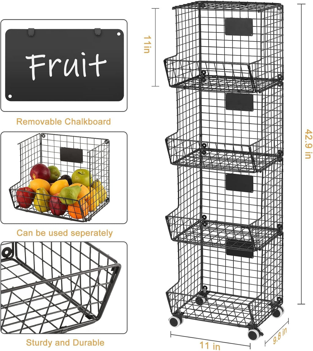 4 Tier Fruit Storage Basket Stand Pack of 2 M28567