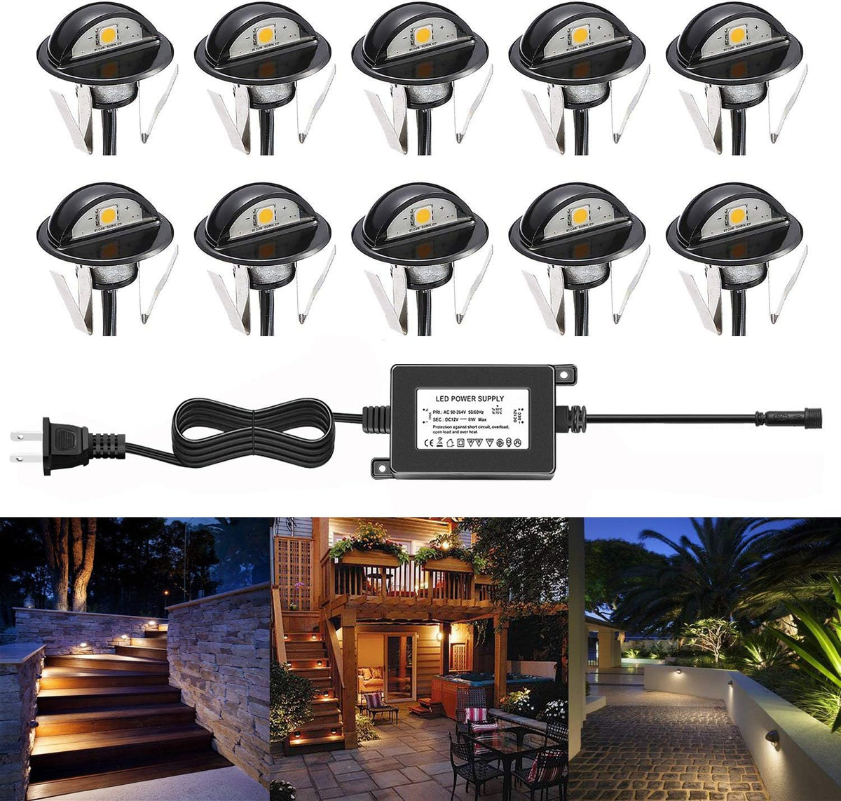 Low Voltage IP65 Bronze LED Deck Stair Lights, Pack of 10 F957145