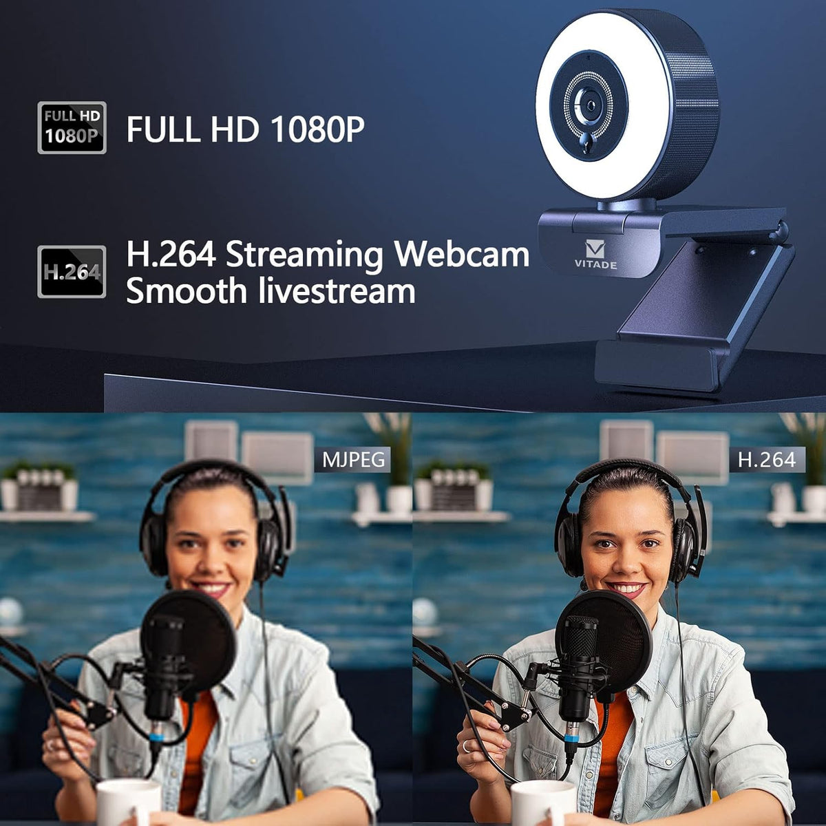 Streaming Webcam with Ring Light P434