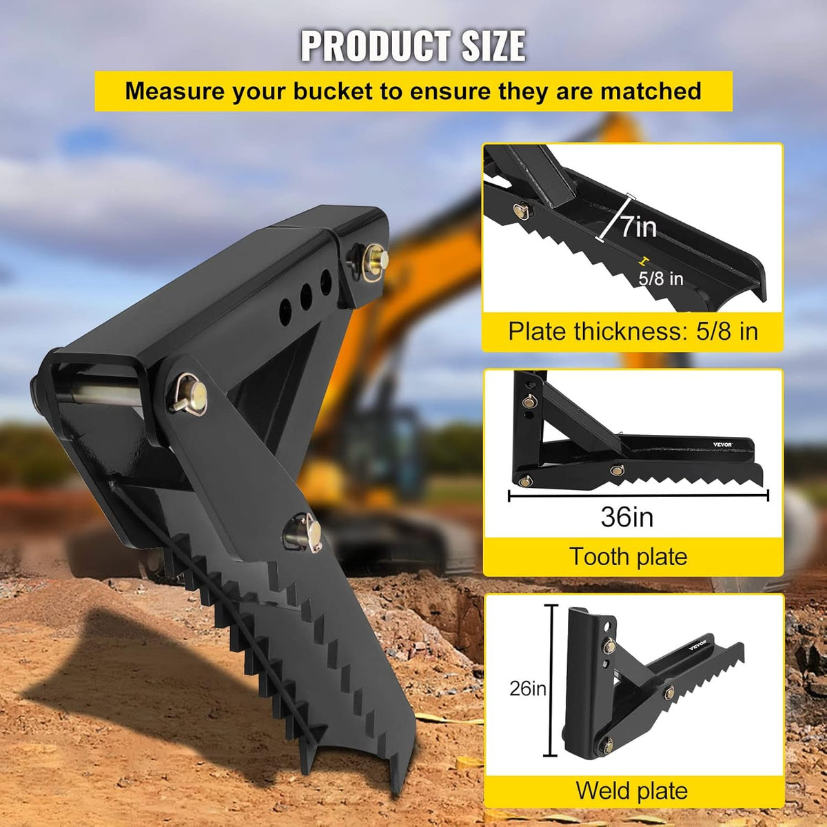 36 inch Adjustable Weld On Backhoe Thumb A762489