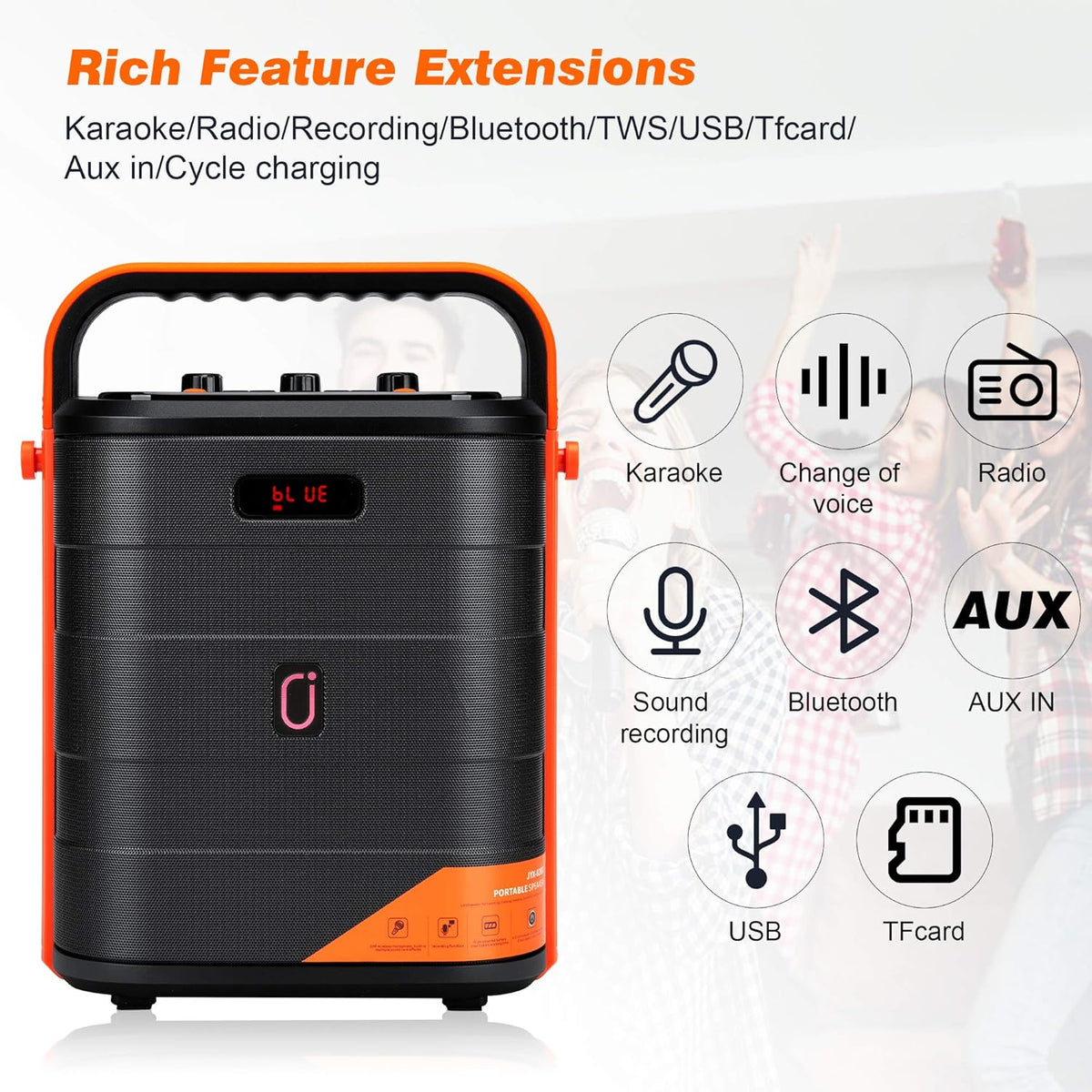 Rechargeable Portable Bluetooth Karaoke Machine with Microphone R2223