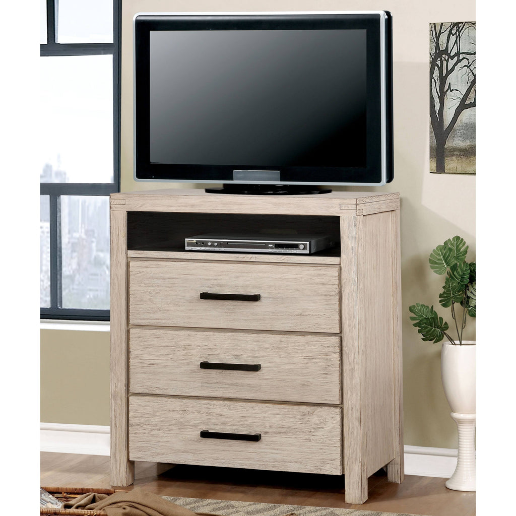 Dark Grey Wire-Brushed 3-Drawer Media Chest W9132