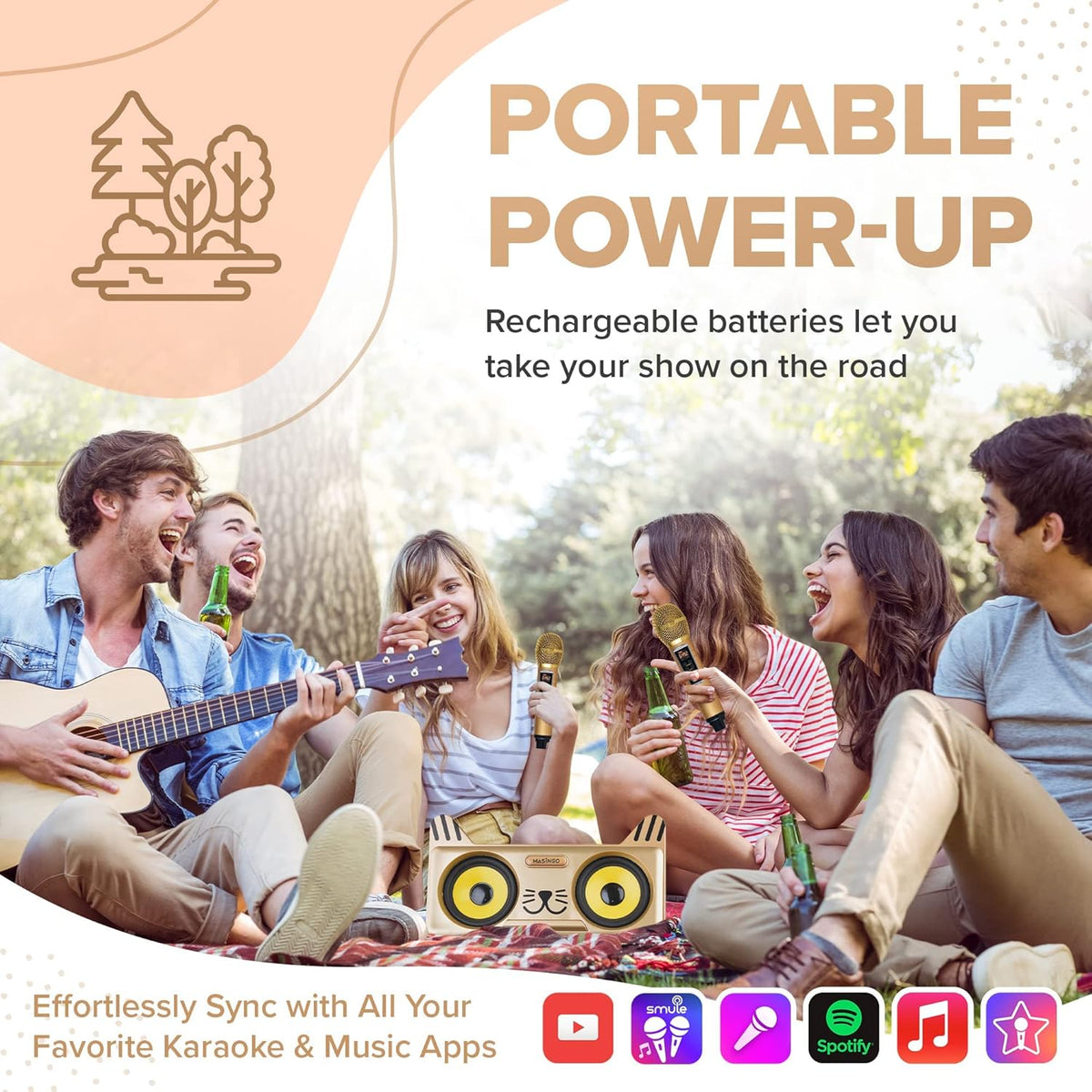 Portable Cat Karaoke Machine with 2 Wireless Microphones F279850