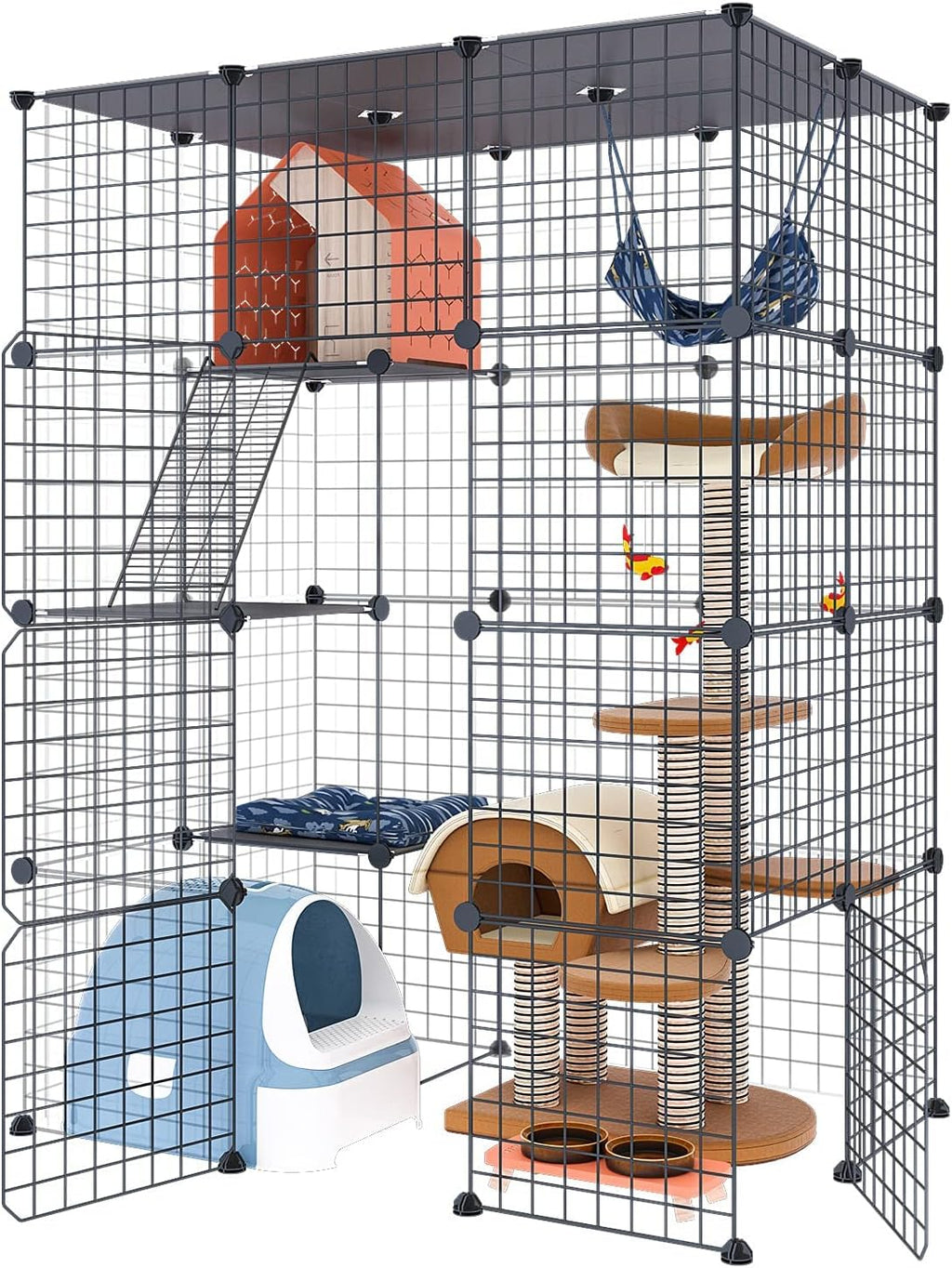 Large Cat Cage Indoor DIY Cat Playpen Detachable Metal Wire Kennels Crate H616876