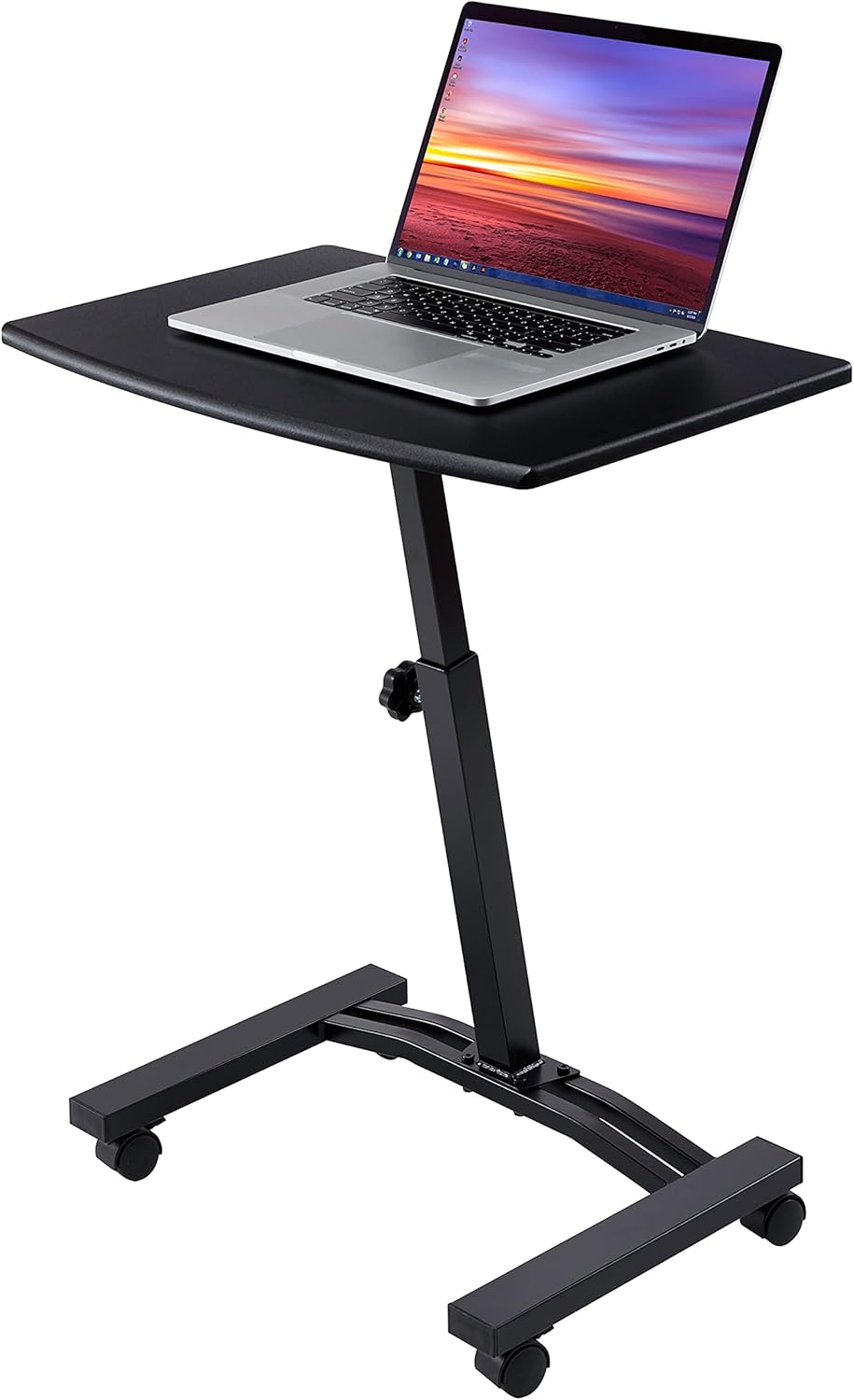Mobile Height Adjustable Laptop Workstation Desk Cart with Wheels, White V849