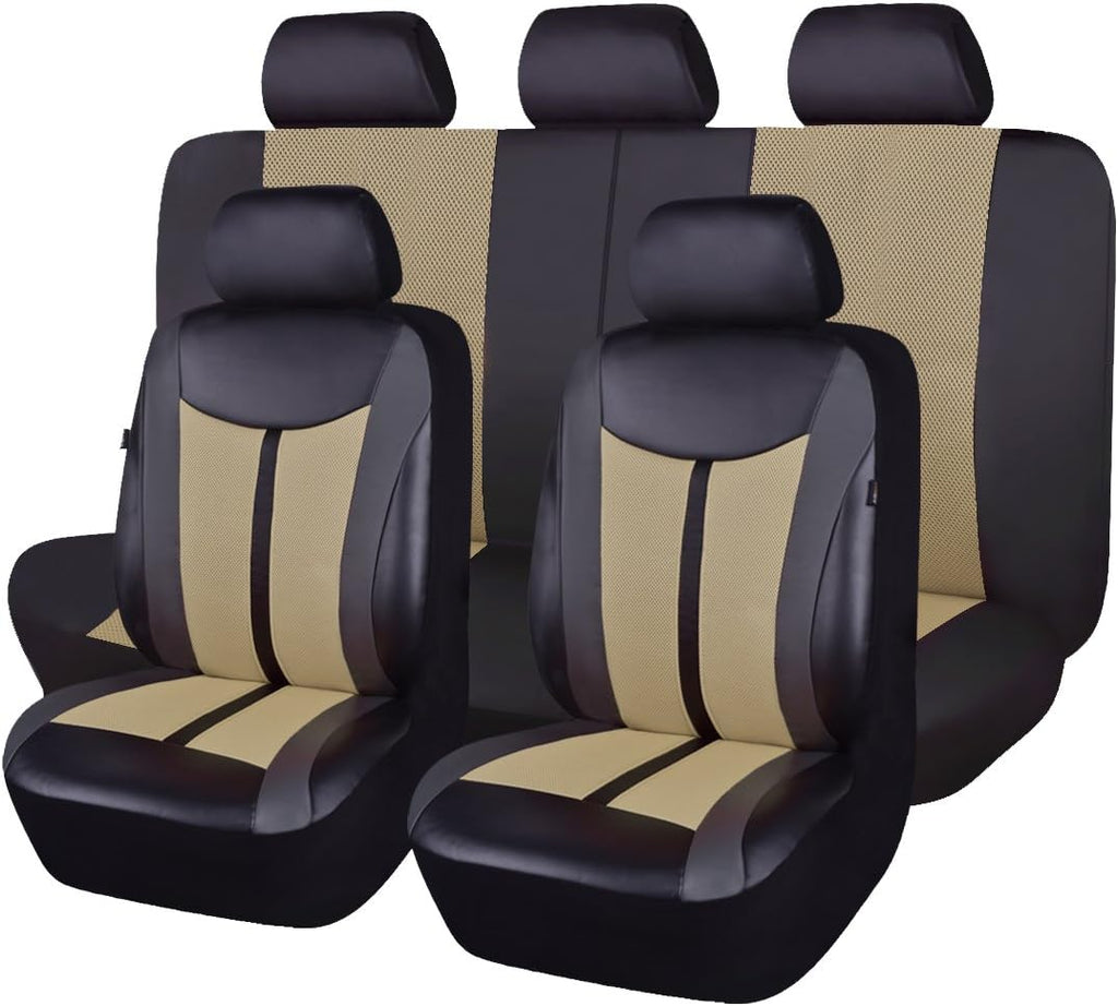 Black Purple Leather Car Seat Covers Full Set B402