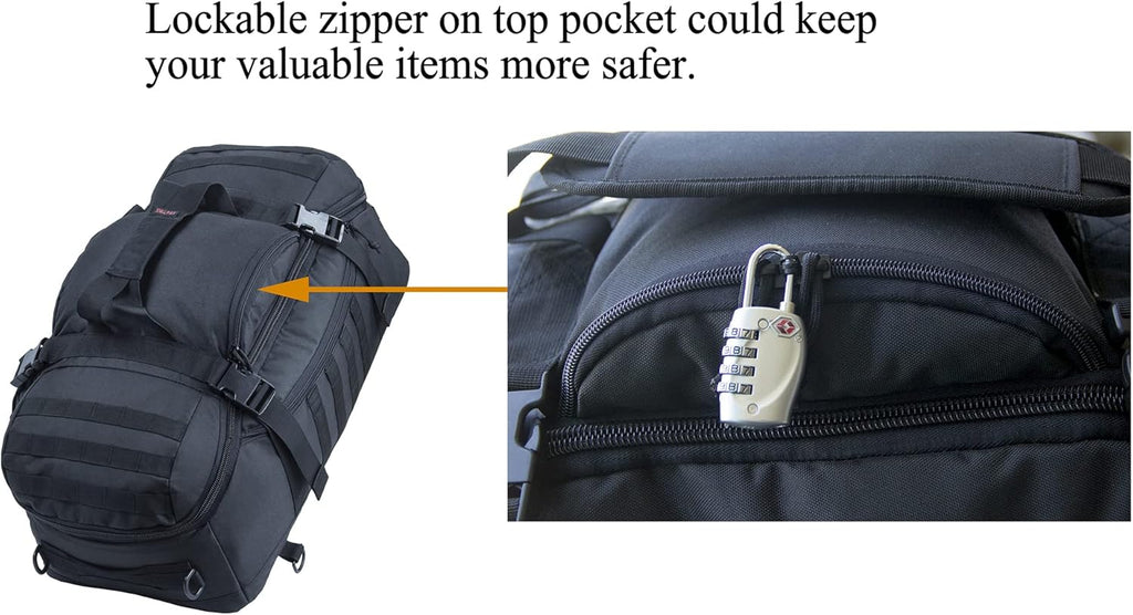 Black MOLLE Compatible Tactical Duffel Bag K895355