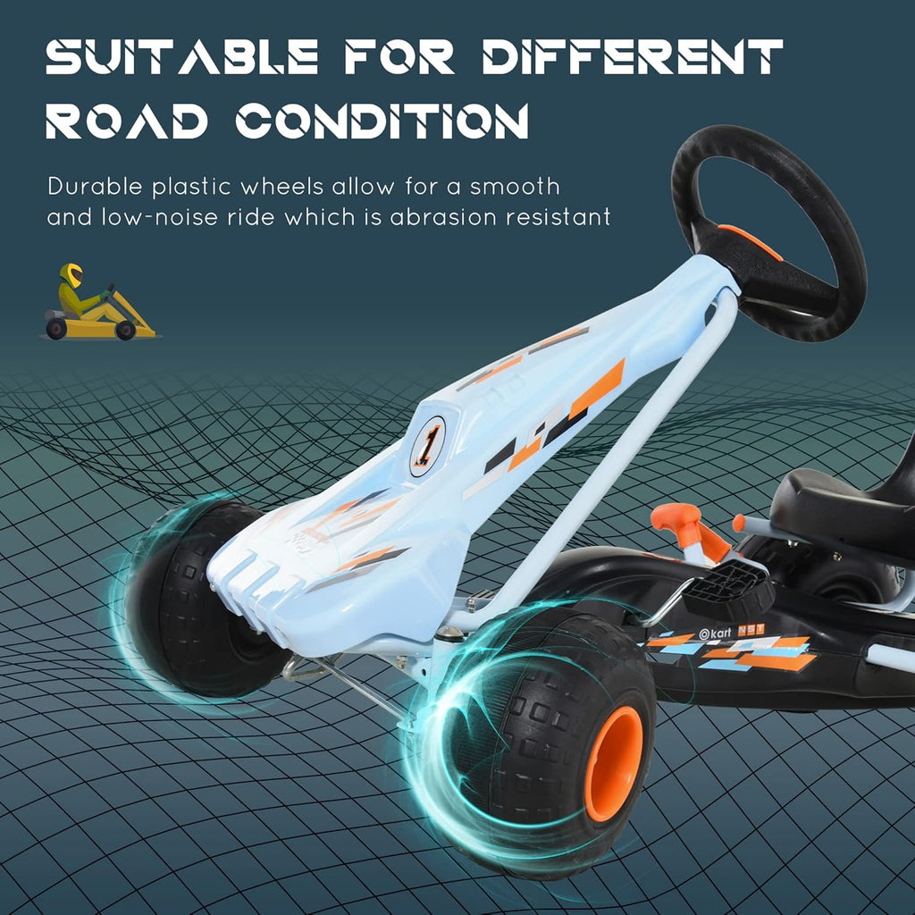 Pedal Go Kart Ride on Car with Adjustable Seat White S329126