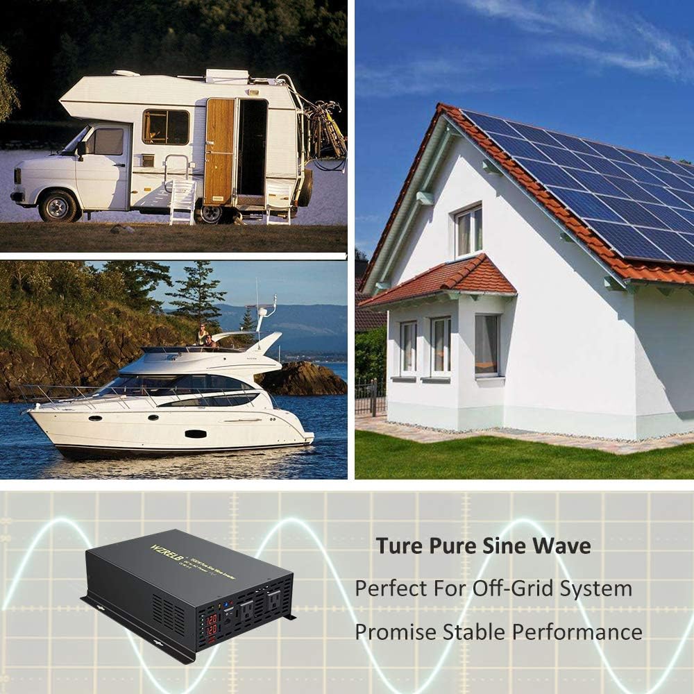 1500W 12V Pure Sine Wave Power Inverter with Remote Controller N75431
