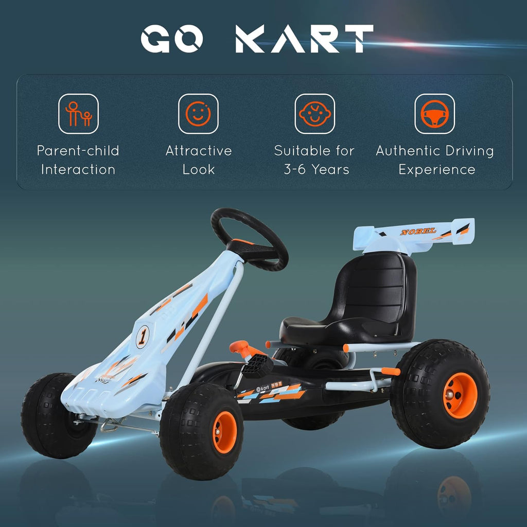 Pedal Go Kart Ride on Car with Adjustable Seat White S329126