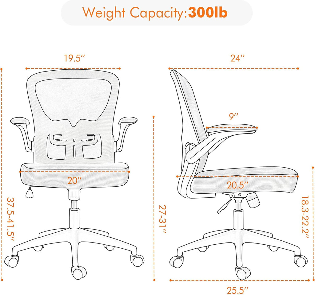 Black Ergonomic Mesh Office Chair with Flip-up Arms C92932