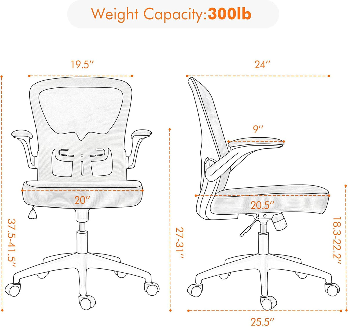 Black Ergonomic Mesh Office Chair with Flip-up Arms C92932