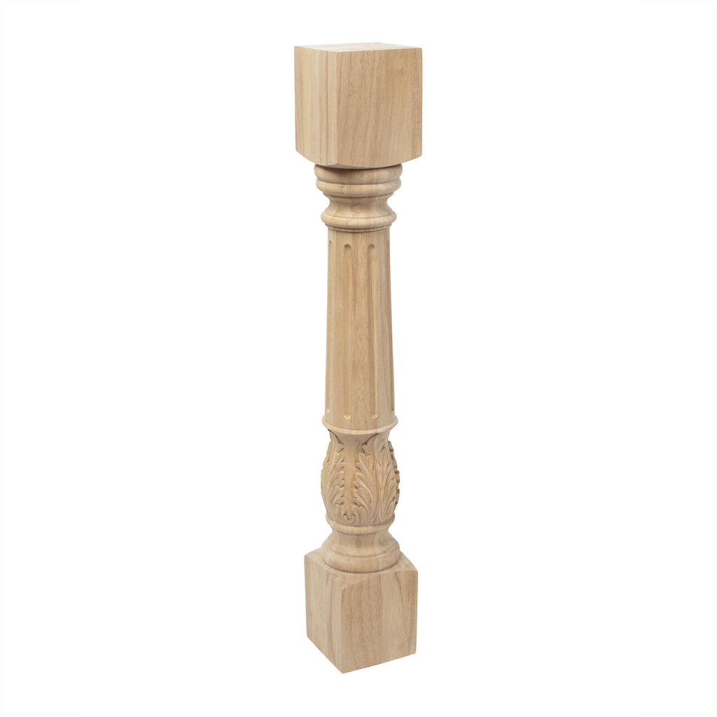 Unfinished Solid Hardwood Acanthus Leaf Kitchen Island Leg T850