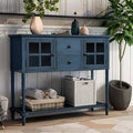 Antique Navy Sideboard Console Table with Bottom Shelf and Storage Cabinet N6689