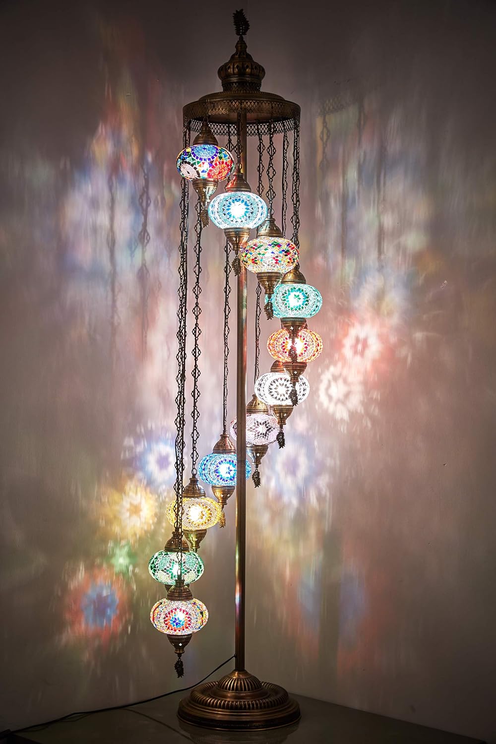 Turkish Moroccan Mosaic Multicolor 11 Globes Floor Lamp Z367