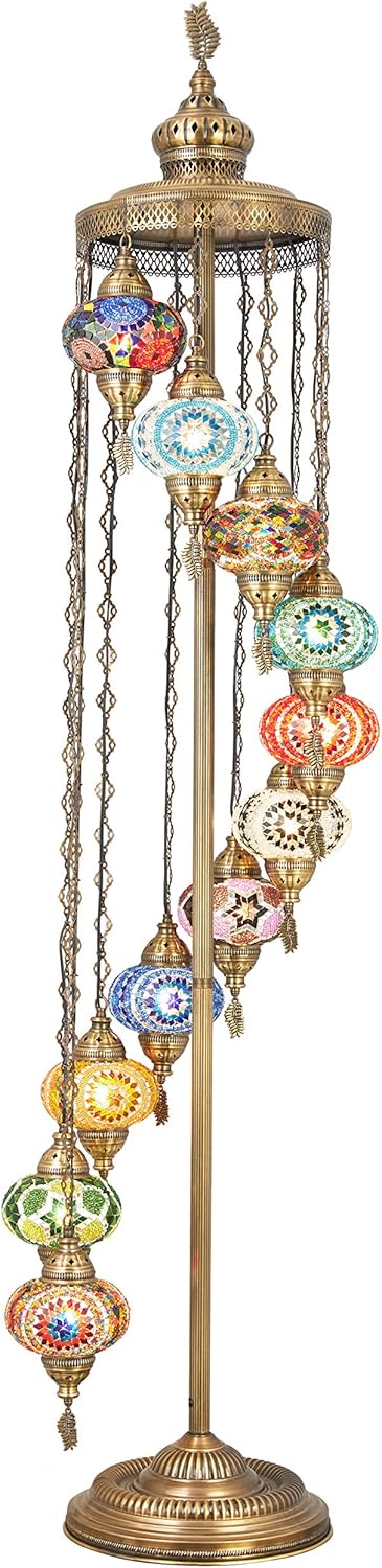 Turkish Moroccan Mosaic Multicolor 11 Globes Floor Lamp Z367