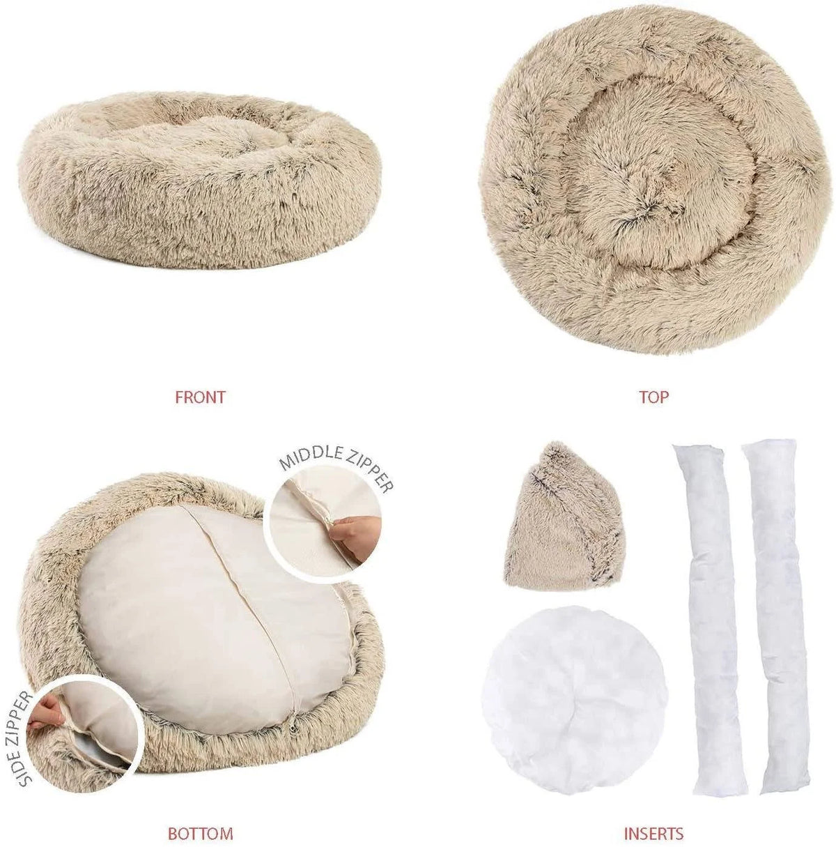 Shag Donut Cuddler Pet Bed D3260