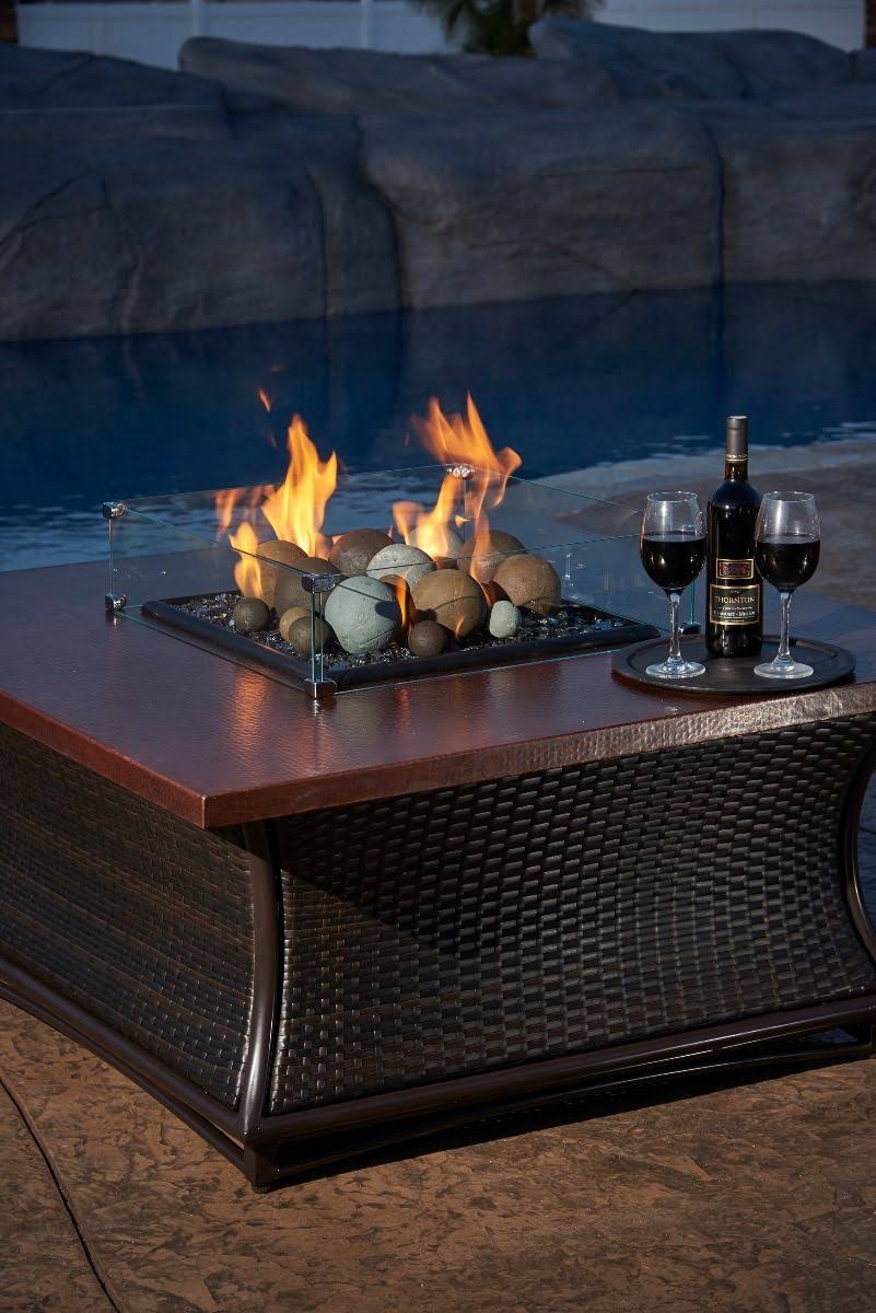 Fire Pit Glass Wind Guard Rectangular 53x19 inch H550