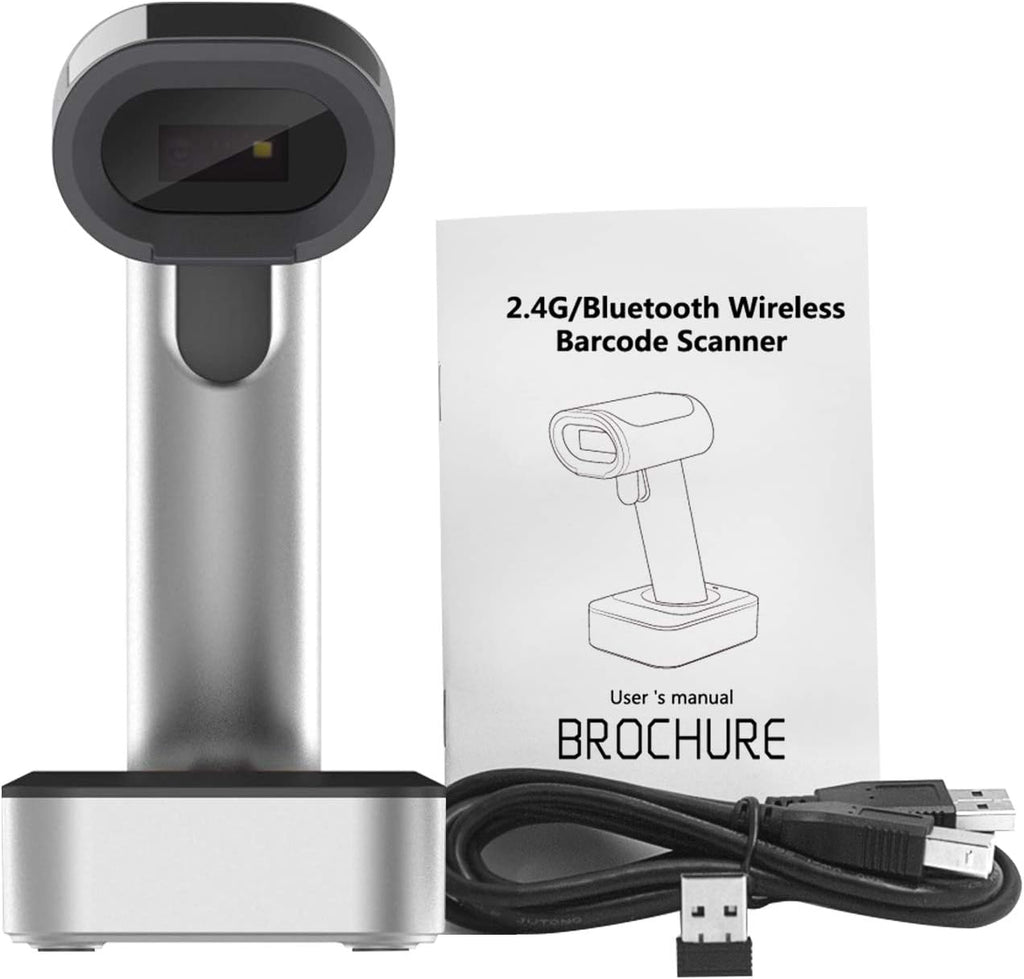 Bluetooth Wireless USB Wired Barcode Scanner with Stand Base Q5689