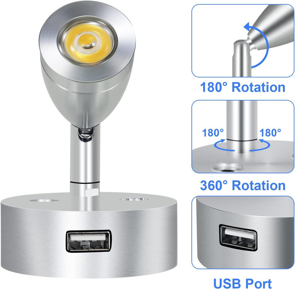 4PCS DC12-24V LED Reading Lamp with USB Port N2080