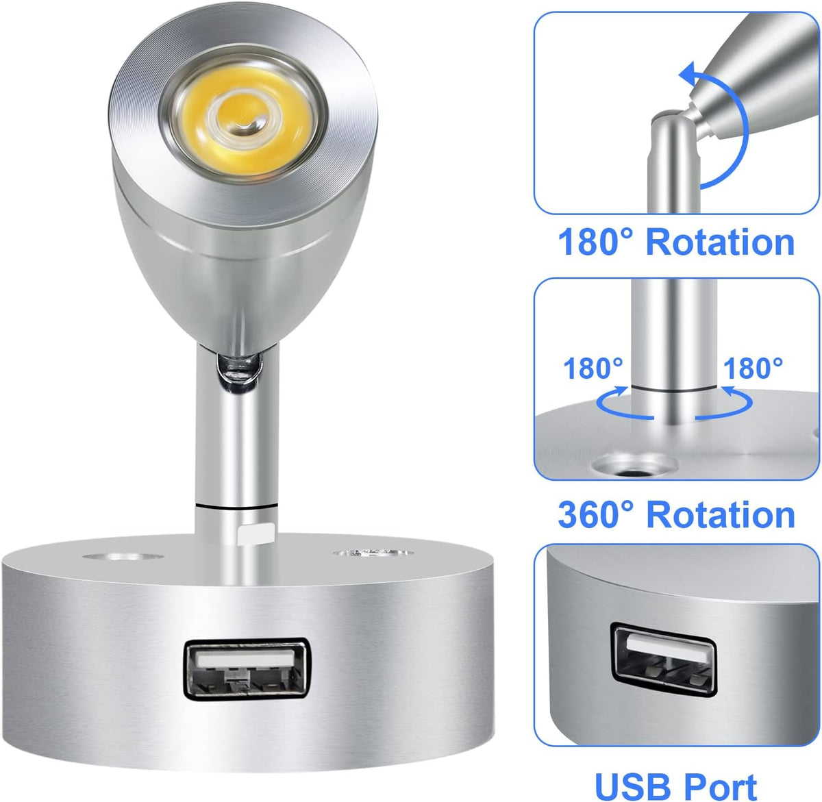 4PCS DC12-24V LED Reading Lamp with USB Port N2080