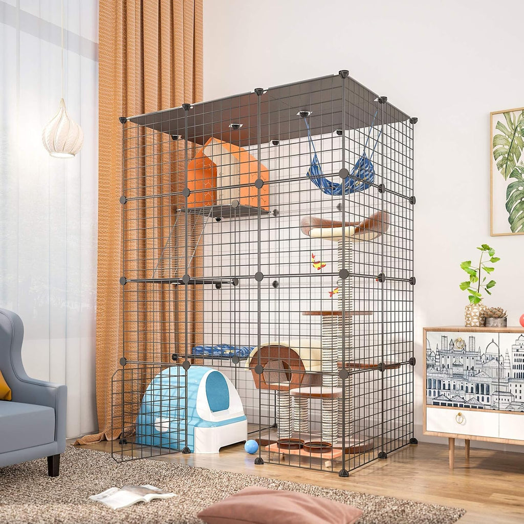 Large Cat Cage Indoor DIY Cat Playpen Detachable Metal Wire Kennels Crate H616876