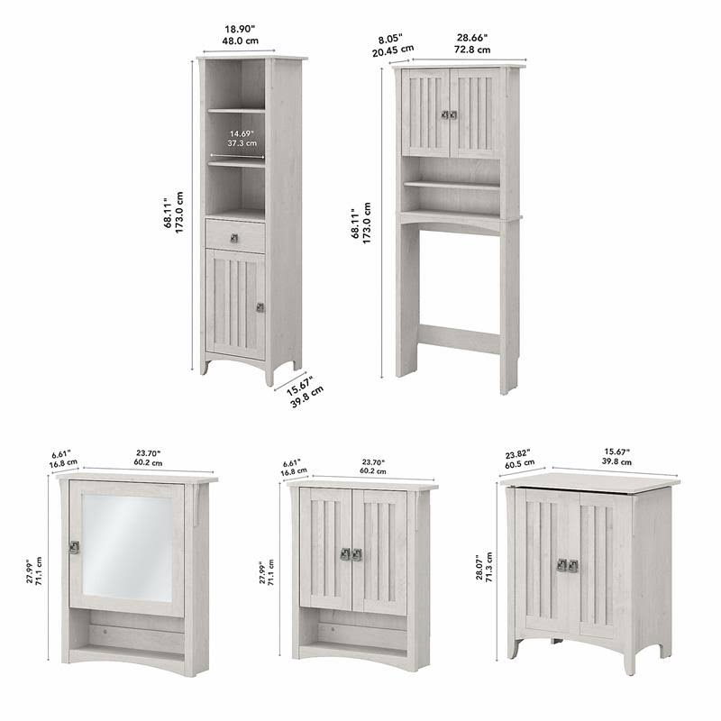 Linen White Oak Engineered Wood Bathroom Storage Set D635005