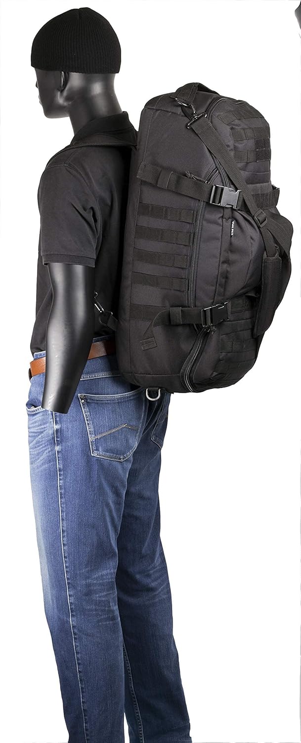 Black MOLLE Compatible Tactical Duffel Bag K895355