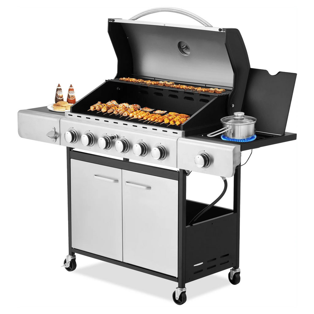 6-Burner Propane Gas Grill Stainless Steel with Side Burner U36091