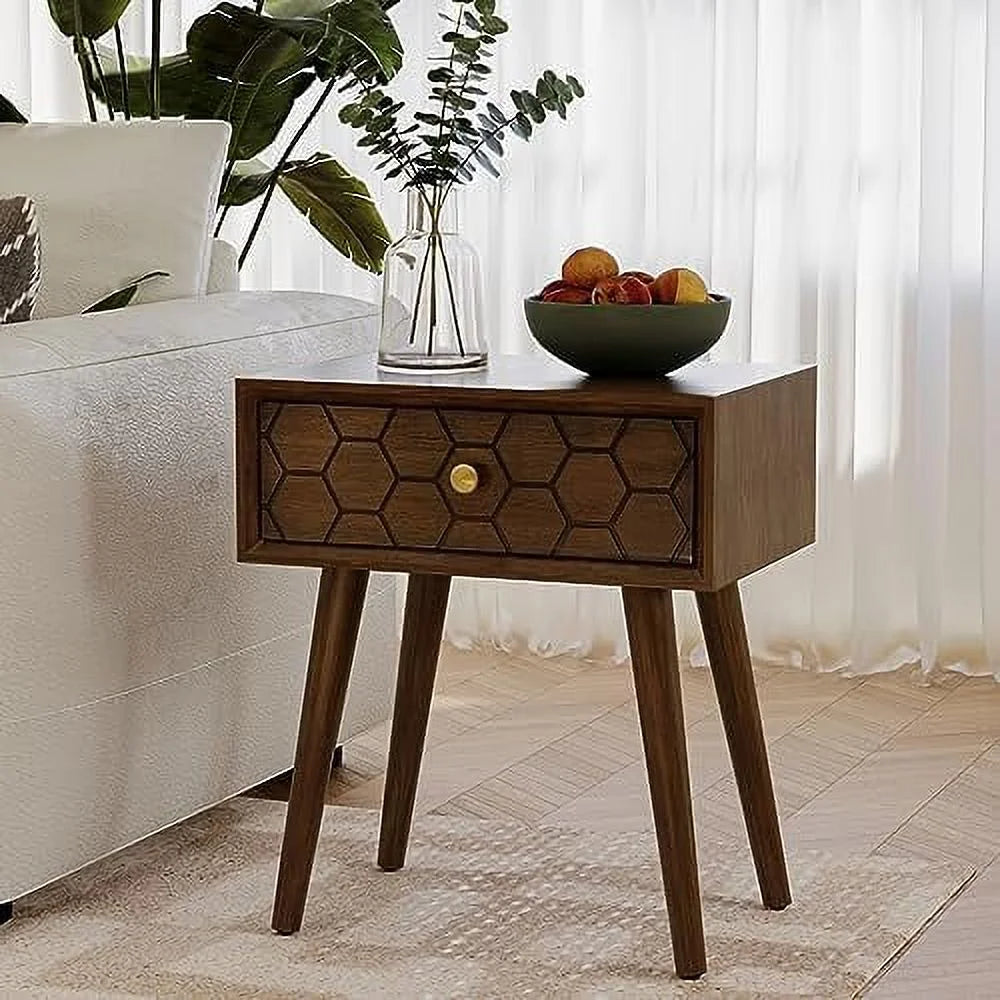 Rose Wood Brown End Table with Drawer E5925