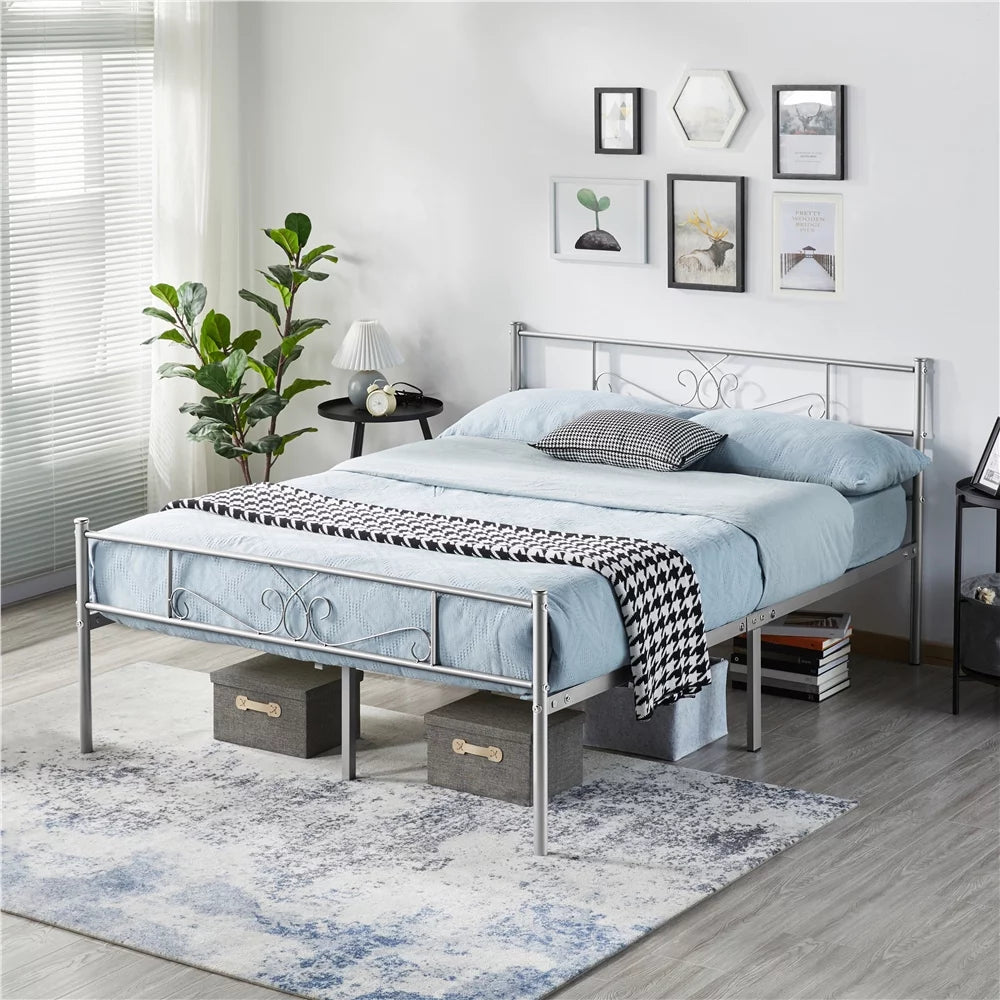 Twin Size Black Metal Platform Bed Frame with Headboard and Footboard O1981