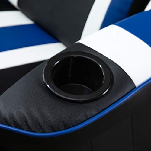 Black White Red Gaming Chair with Footrest and Cup Holder X3236