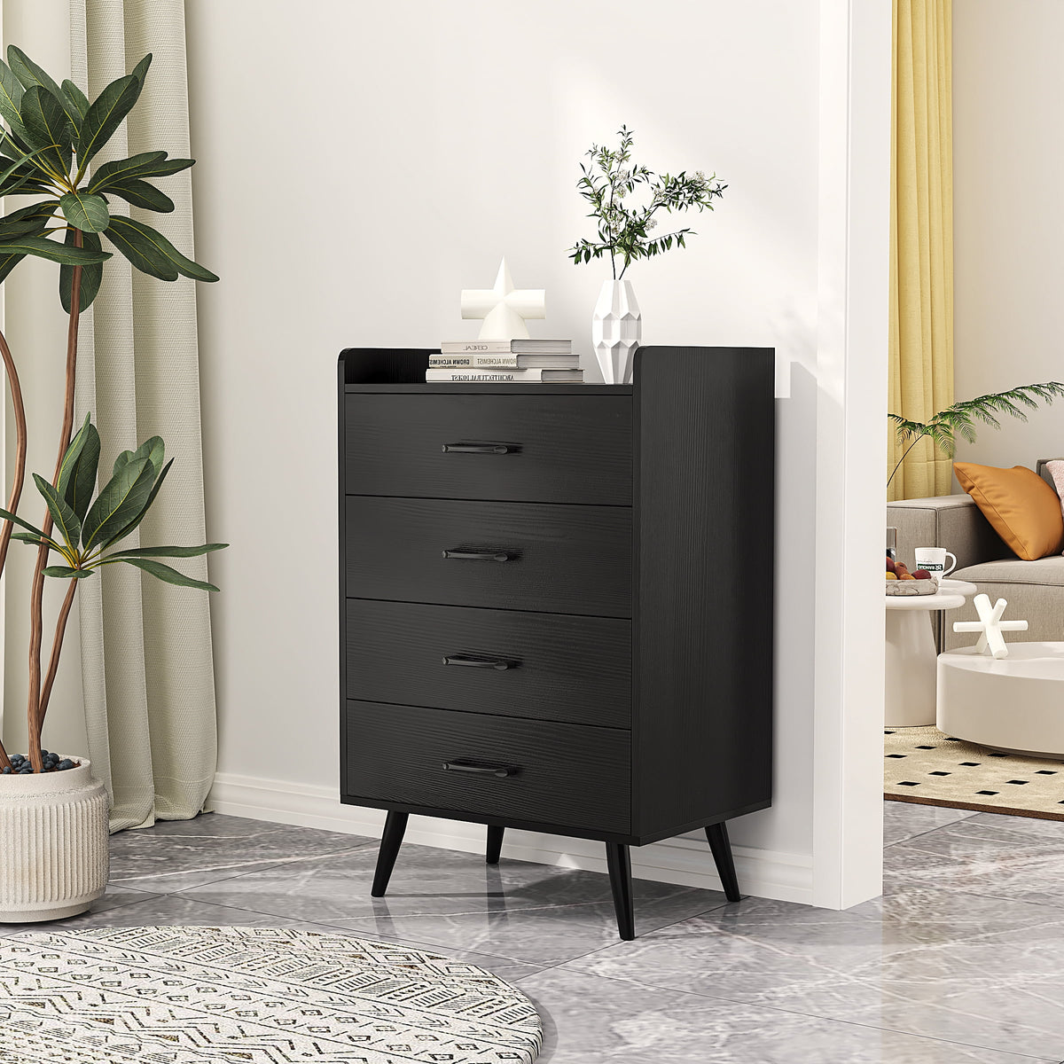 White 4 Drawer Wood Dresser U621