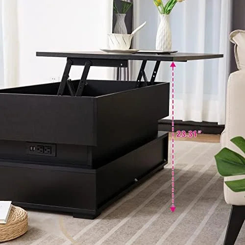 LED Lift Top Coffee Table with Charging Station S831