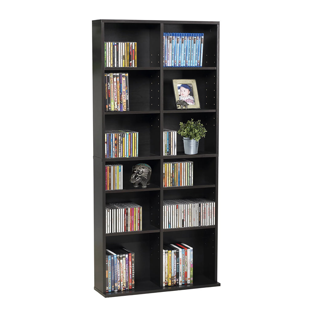 54" Espresso Adjustable Wood Media Storage Shelf Bookcase N522