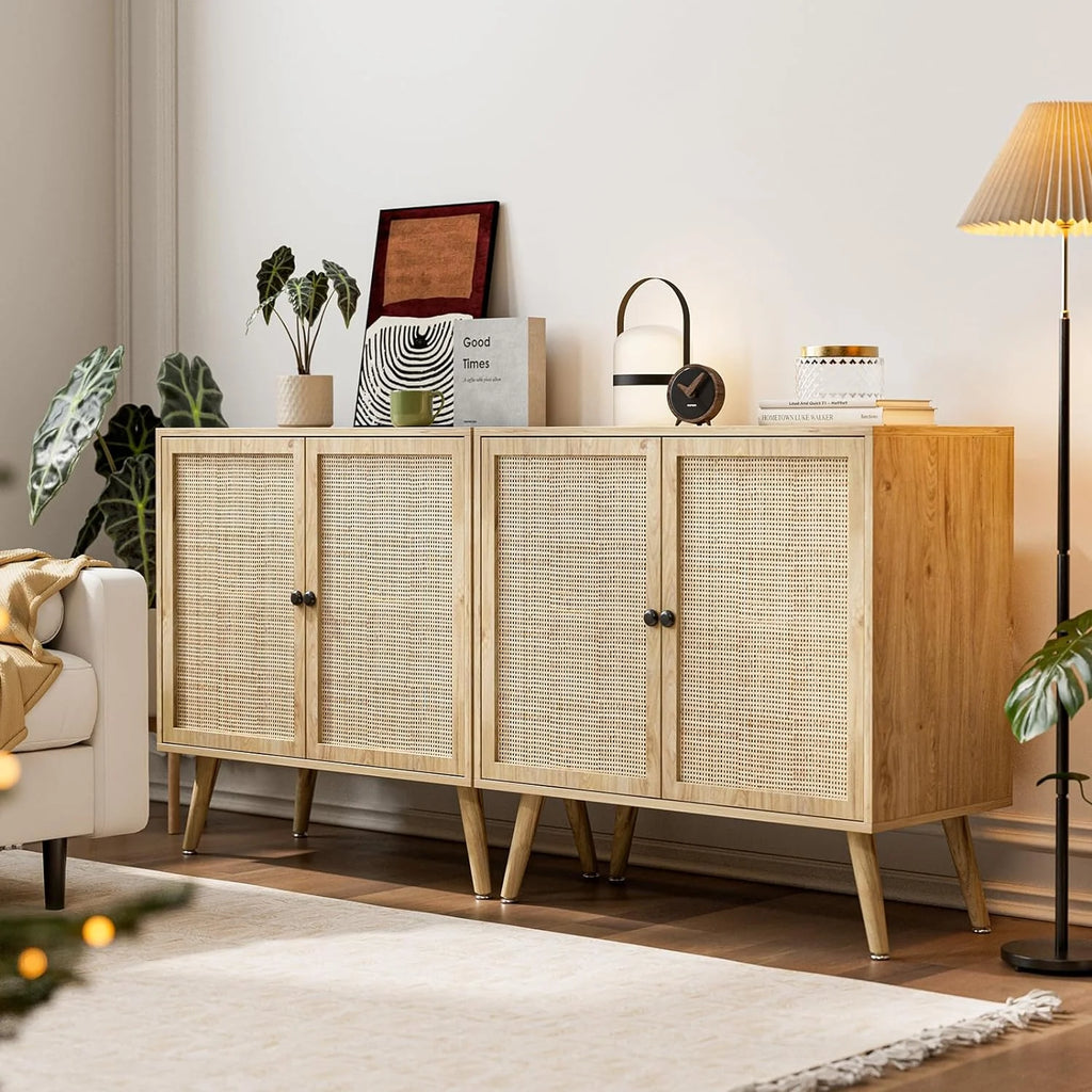 Set of 2 Rattan Sideboard Cabinet with Storage H8433