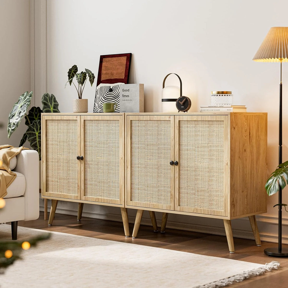 Set of 2 Rattan Sideboard Cabinet with Storage H8433
