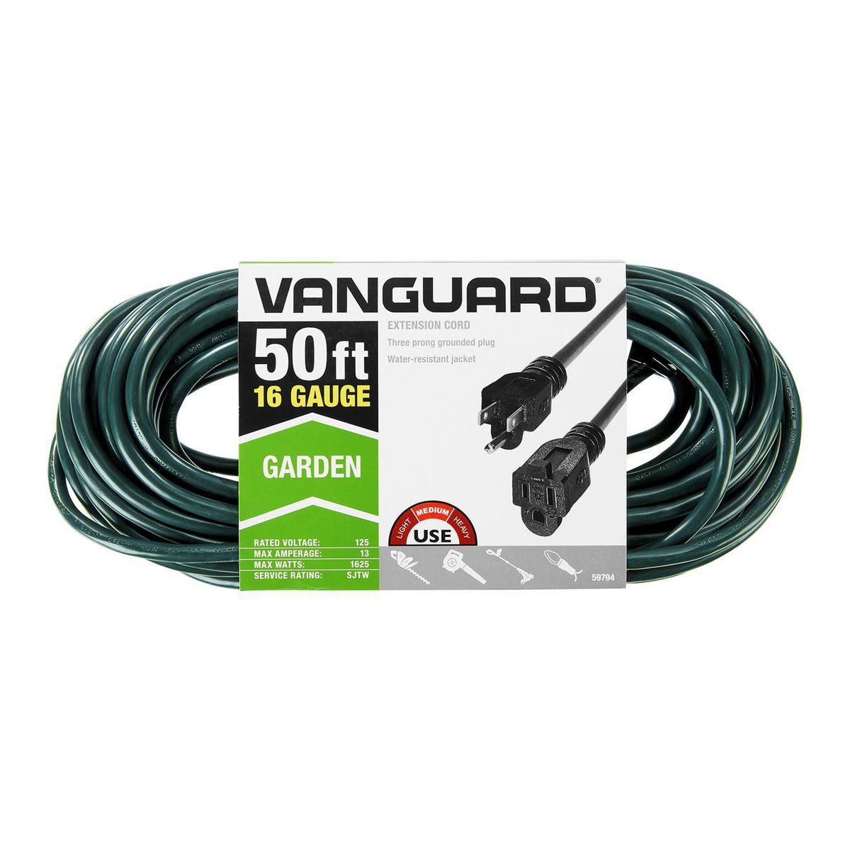 50 ft. 16/3 Gauge Indoor/Outdoor Extension Cord, Green A346