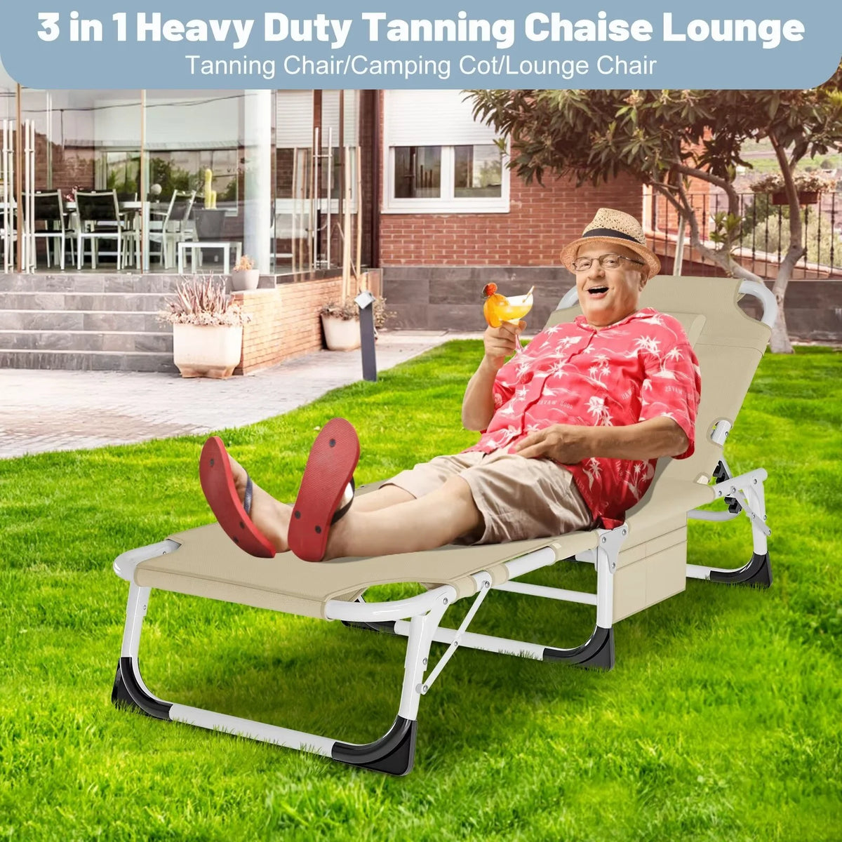Portable Folding Lounge Chair with Pillow & Cushion G357010