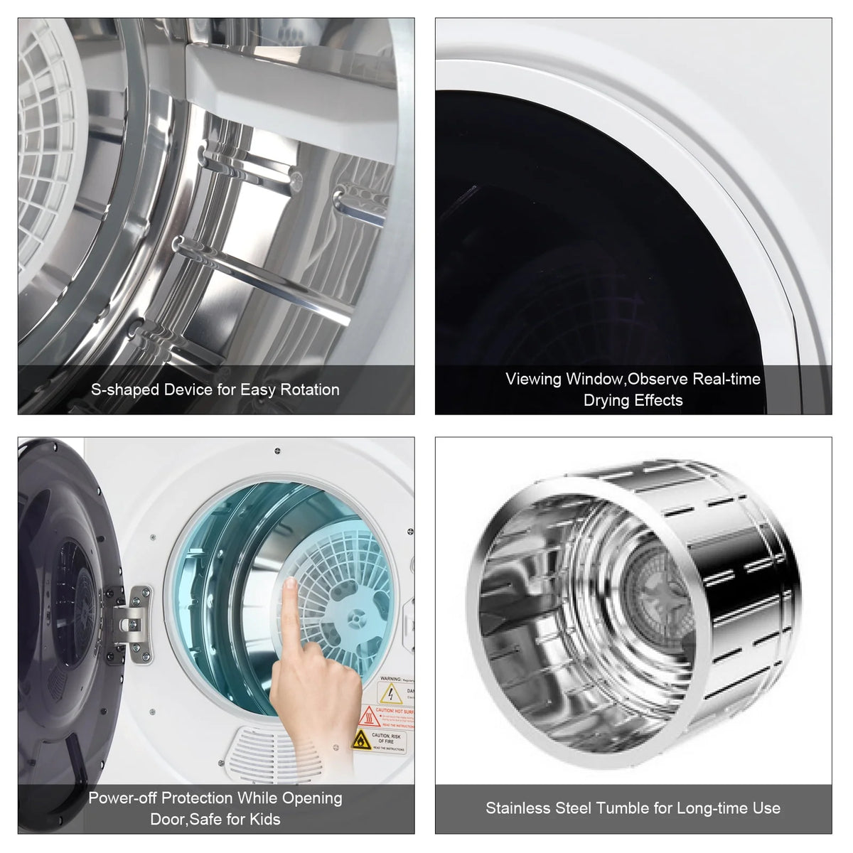 850W 1.6cu ft Front Load Electric Clothes Dryer with Stainless Steel Tub G691