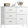 White 5 Drawer Dresser with Steel Frame D9080