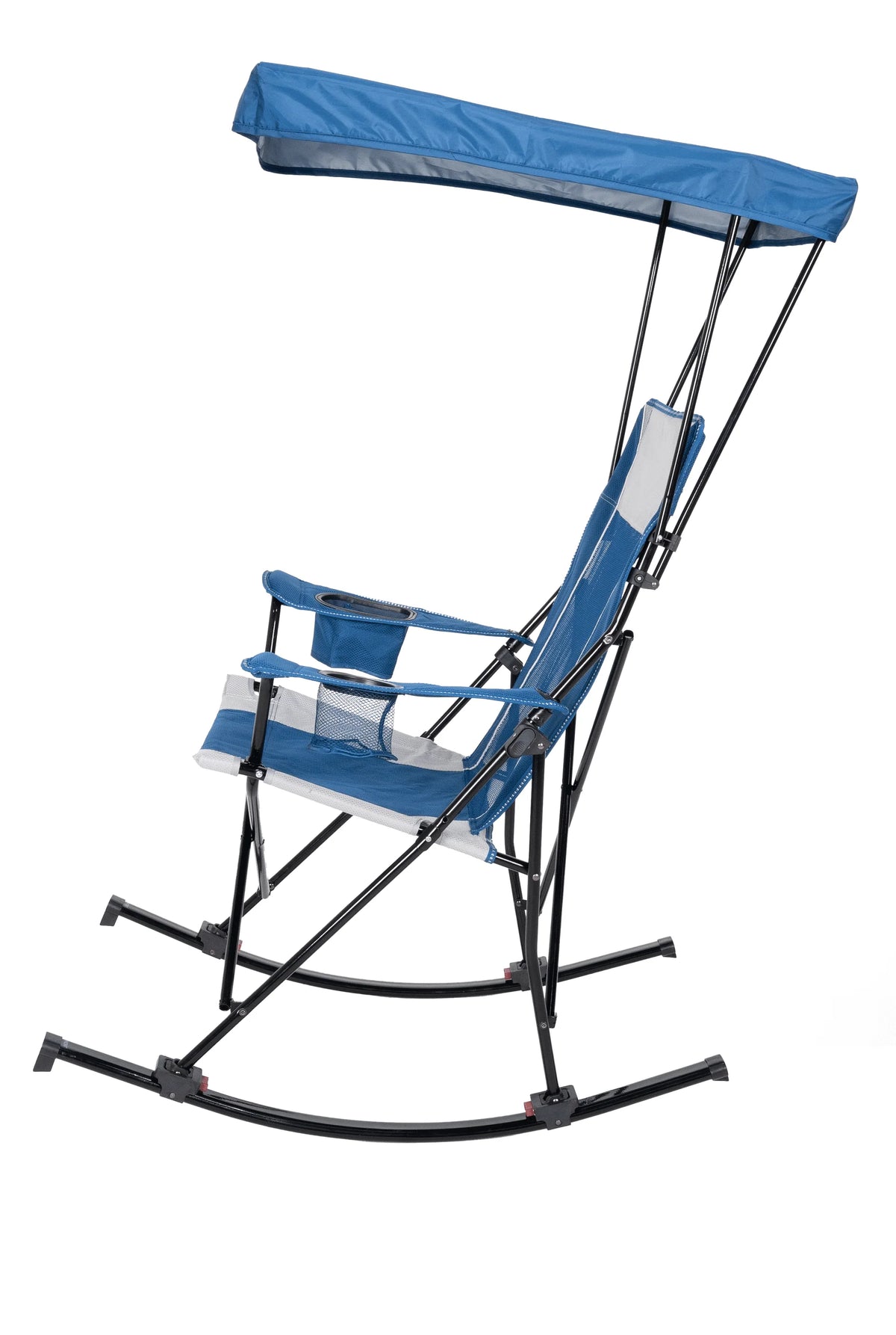 Blue and Grey Mesh Rocking Camp Chair with Canopy J51271
