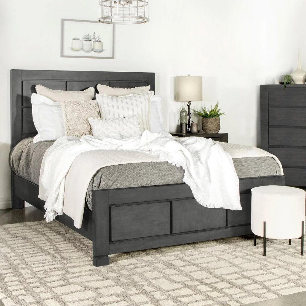 Dark Grey Rectangular Panel Bed F196171