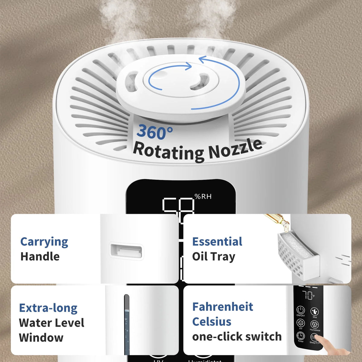 8L Top Fill Ultrasonic Floor Humidifier H787060