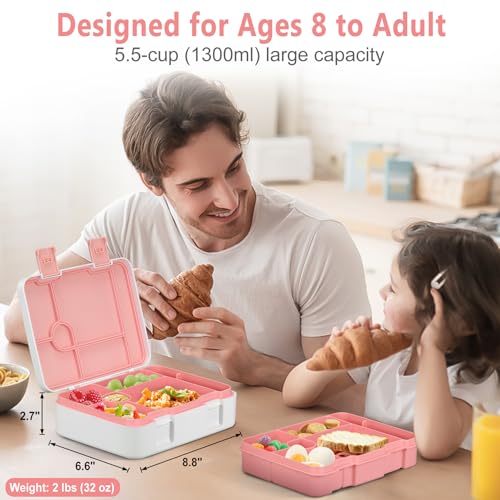 Kids 5 Compartment Leak-Proof Bento Lunch Box with Ice Pack and Utensils G85455