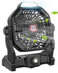 9 Inch Rechargeable Battery Powered Camping Fan with LED Lantern V682