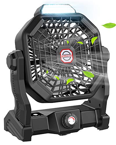 9 Inch Rechargeable Battery Powered Camping Fan with LED Lantern V682